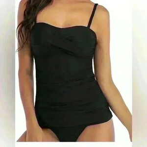 Christina Swimwear NWT Black with Skirt Tummy Tamer Hip Minimizer 1 pc Women 10